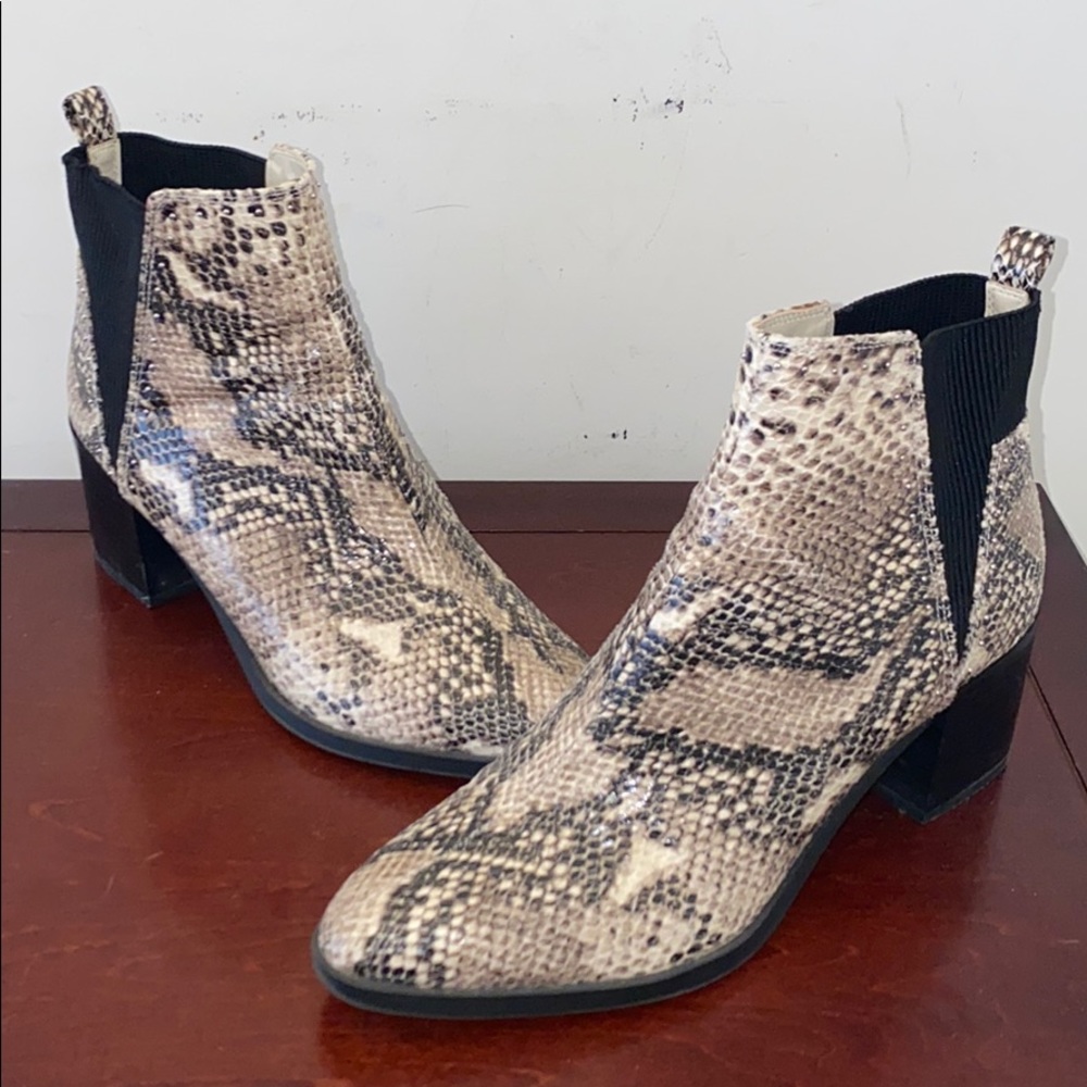 Nine West snakeskin print booties